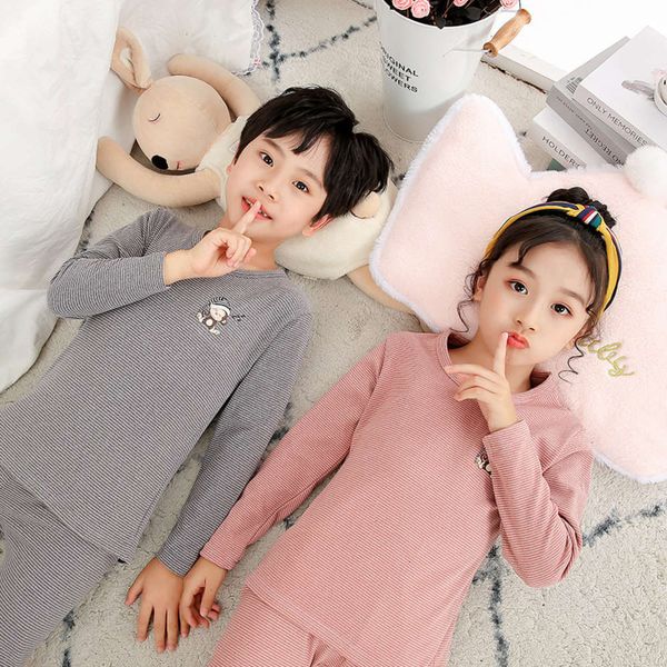 

derong household children's autumn trousers cloth set warm suit boys' girls' and pajamas ck4g, Blue;red