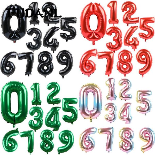 

32inch number foil balloon rose gold red green discolor digital globos birthday party decoration baby shower supplies globo