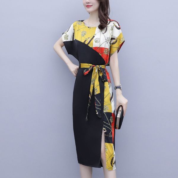 

bqn01 2020 крупных женщины нового элегантное широкого леди платье платье женщина леди талия похудение размер юбка лето hnau4, Black;gray