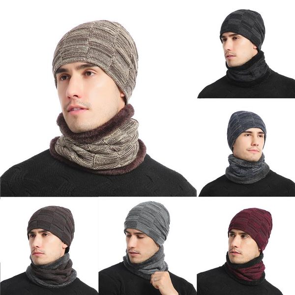 

selling 2pcs ski cap and scarf cold warm winter hat for women men knitted hat bonnet warm cap skullies beanies
