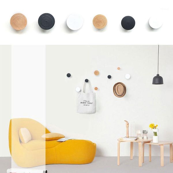 

ch- solid wood wall clothes hanger round hook wood coat rack wall hanger wooden coat hooks simple home decoration1