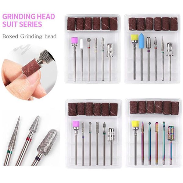 

6 pcs rotary polishing tool grinding head nail art supplies electric drill bits replacement polish machine set kit manicure