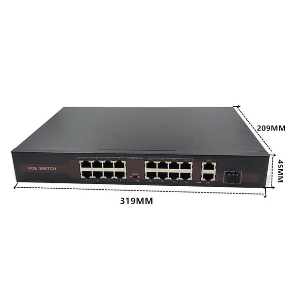 

network switches 48v ethernet poe switch with 16(100m)+2(1000m)+1sfp port ieee 802.3 af/at suitable for ip camera/wireless apcamera system