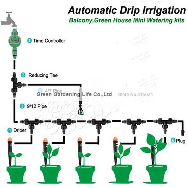 

5-20m timing automatic drip irrigation system balcony greenhouse flower watering kits unmanned operation irrigator1