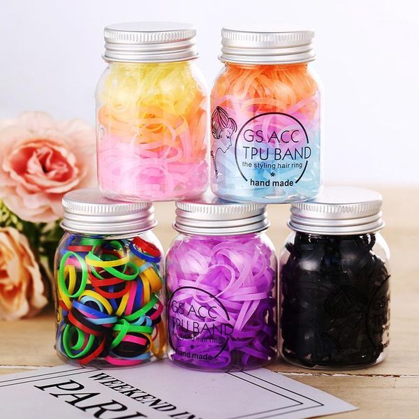 

120pcs/pack disposable rubber bands hair ties for kids children girl scrunchies ponytails holder hair styling accessories tools1, Slivery;white