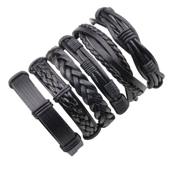 

Vintage Multilayer Leather Braid Bracelets Bangles Handmade Rope Wrap Bracelets Male Gift Jewlery, Golden;silver