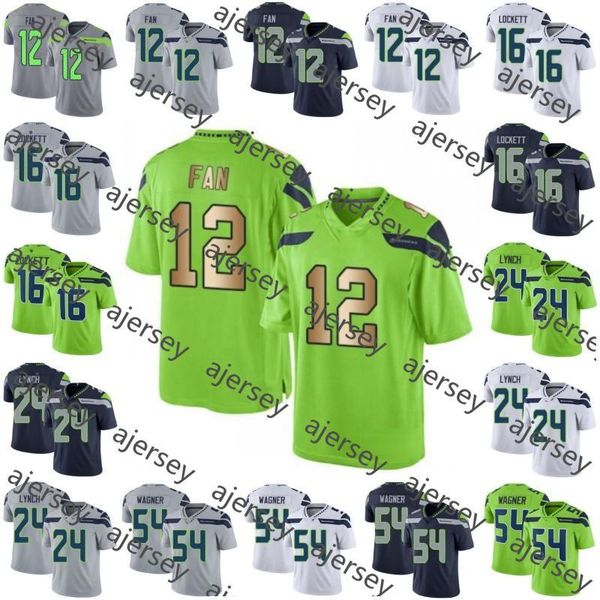 

seattle seahawks men #12 fan 16 tyler lockett 24 marshawn lynch 54 bobby wagner women youth nfl limited rush season jersey, Black;red