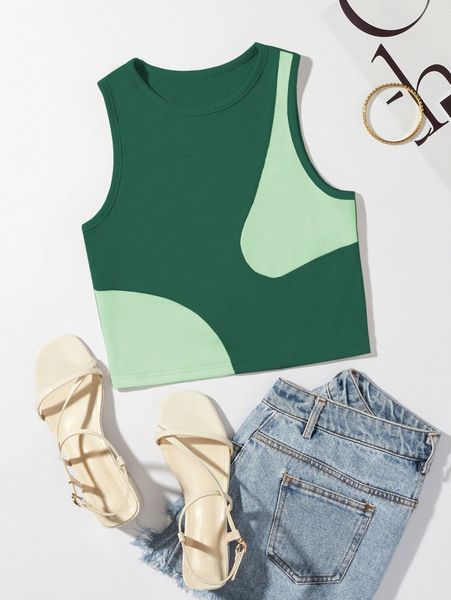 

colorblock rib-knit tank y4yu#, White
