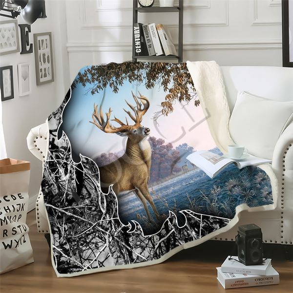 

cloocl blankets animal deer hunting 3d print street style sofa travel throw blanket teens bedding plush quilt