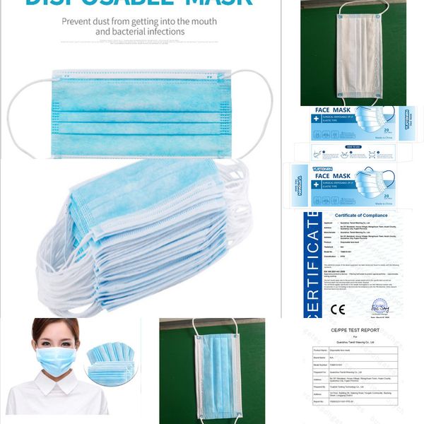 

and anti-dust pieces 20 of men 3-layer disposable women anti-fog breathable masks aq31