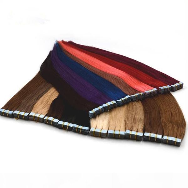 

elibess double drawn cuticle aligned human hair 2.5g piece 40pieces lot tape hair price tape in hair extension, Black