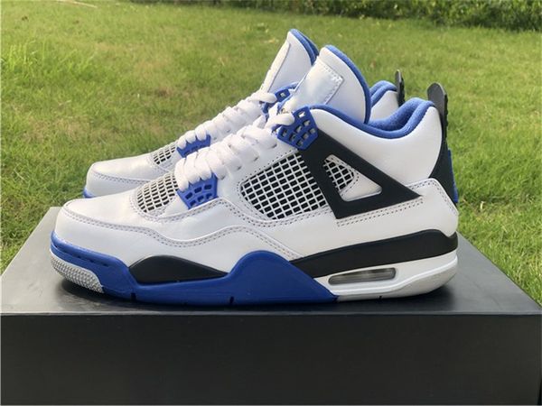 

shoes jumpman 4 iv motorsports basketball mens 4s white blue sports sneakers