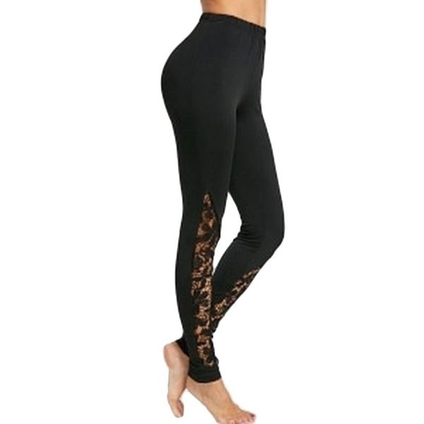 

bonjean lace patchwork pants for women high waist fitness leggings 2020 trousers side panel out black leggings bj2064