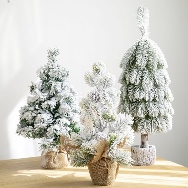 

snow snow flocking christmas tree cedar christmas tree table decorations shop window christmas decorations