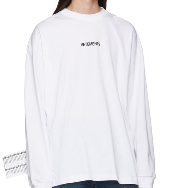 

19fw vetements letter logo printing fashion tee super large washing standard breathable casual simple men women street long sleeve hfsswy004, White;black