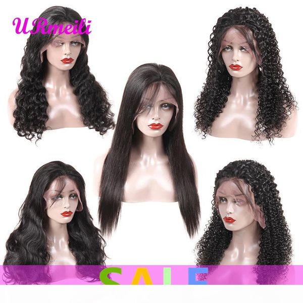 

lace front human hair wigs for black women malaysian straight body wave kinky curly loose wave deep wave virgin hair wig 150% density, Black;brown