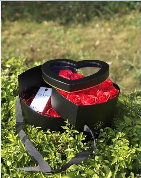 

gift wrap hreat shape valentine's day box pvc transparent cover florist packing flower box, wedding party decoration not have