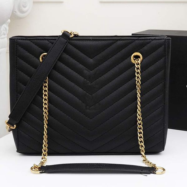 

tote bag classic women shoulder starp purse stripes ladies black chain handbags real leather pouch