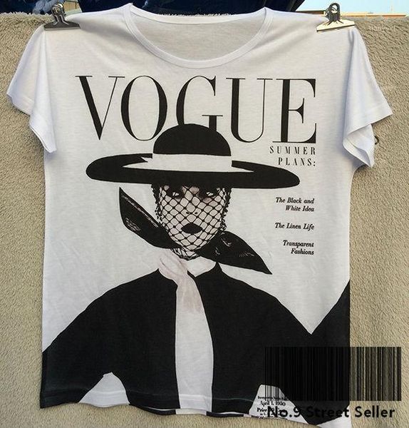

wholesale-track ship+vintage retro good feeling t-shirt tee vogue black and white idea hat old style woman fashion 02931