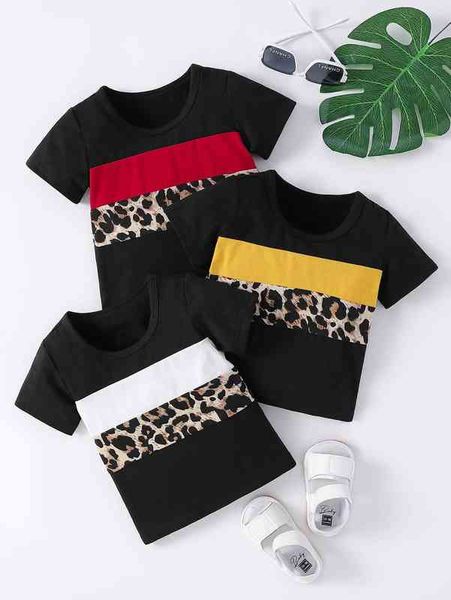 

baby 3pcs leopard print colorblock tee she, Blue