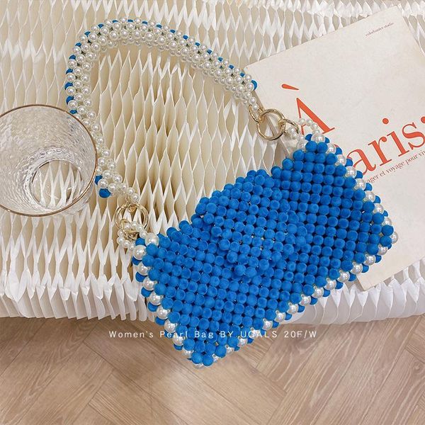 

cross body handmade women pearl bags beaded shoulder charm acrylic beads bag white pearls crossbody evening clutch purse lady 2021