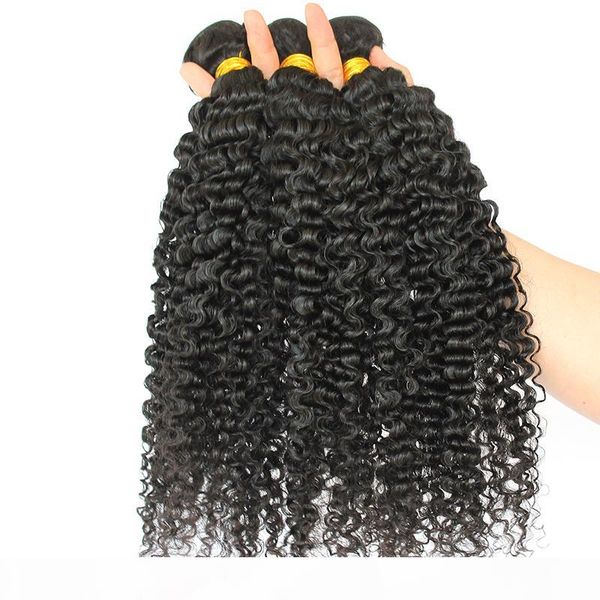 

3b 3c kinky curly human virgin hair extension 100% brazilian virgin hair weave bundles deal dolago, Black