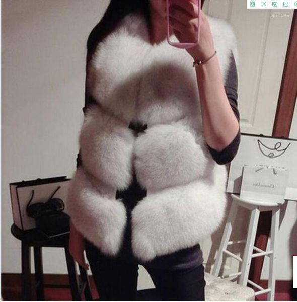 

2020 european and american autumn and winter new fur ladies short vest coat imitation fur vest1, Black;white