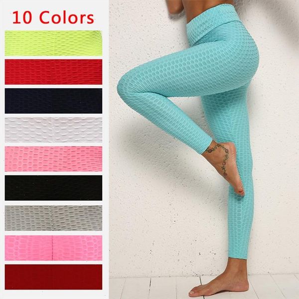 

pink leggings women polyester ankle length standard fold pants elasticity slim bubble jeggings push up fitness female leggins, Black