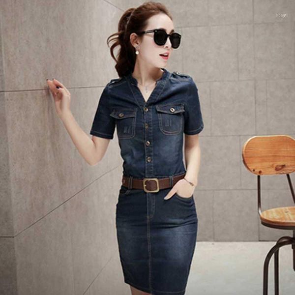 

2020 summer slim style women denim dress casual plus size jeans women dress1, Black;gray