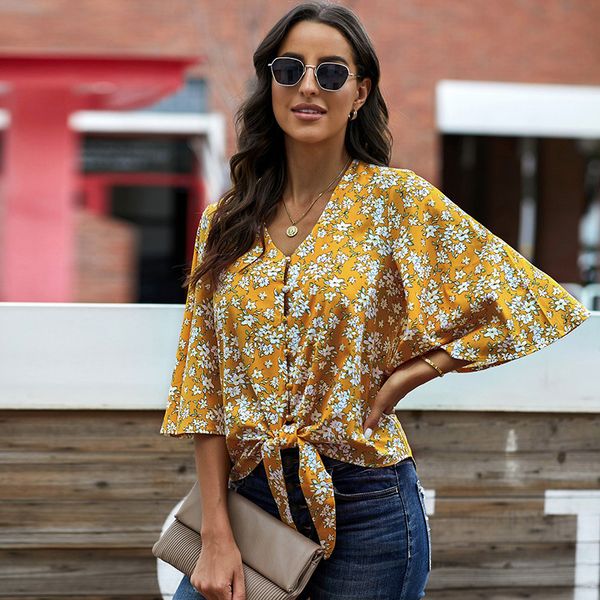 

shiying autumn solid color shirt women 2021 new european version v-neck long-sleeved button-down collar loose top, White