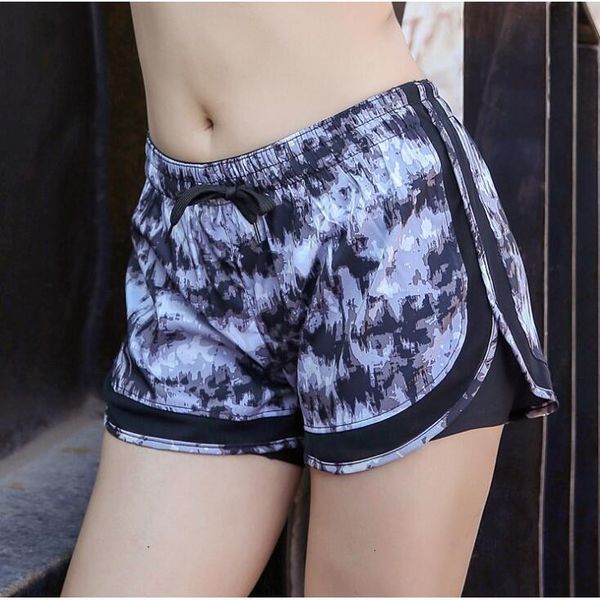 

women sportwear running fitness shorts two layers 2 in 1 yoga pant, White;black
