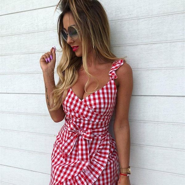 

jh chiffon sleeveless v-neck spaghetti strap dress beach floral ruffle tank casual women sundress drop shipping, Black;gray