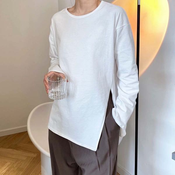 

new 2021 summer o-neck t shirts long sleeve pure color boyfriend style loose women white tees 22vk