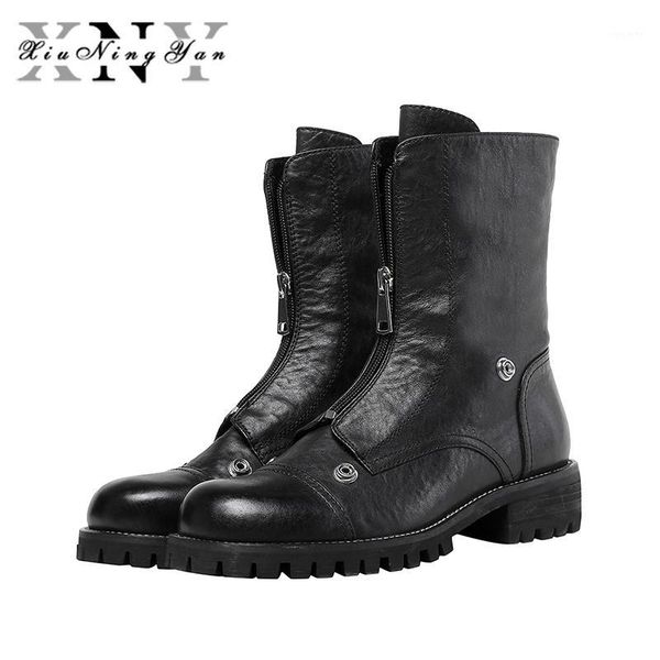 

xiuningyan retro women ankle boots genuine leather boots short handmade autumn winter shoes woman female footwear1, Black