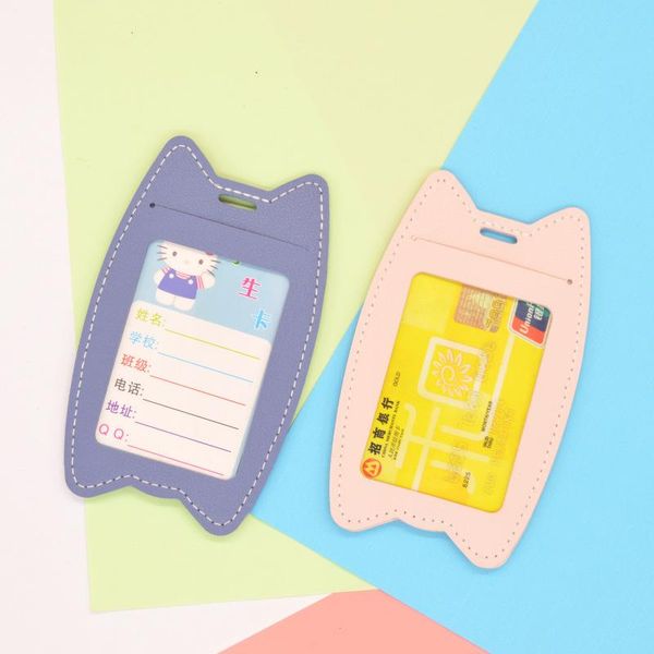 

id card holder kawaii cute for student children animal leather name tag id card fashionmia sale wmtpoe xhhair
