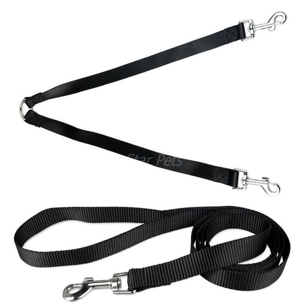 

4 colors 3 sizes 48\"length nylon belt 2 way double dog coupler with walking leash sqcwou