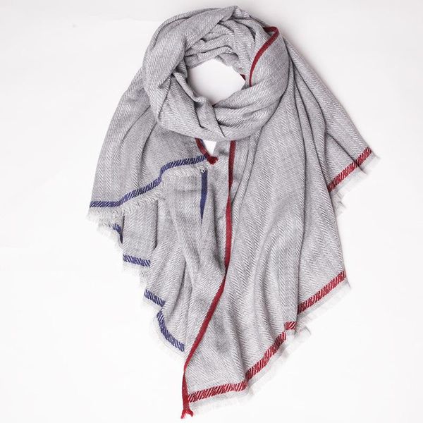 

100% cashmere scarf women female autumn and winter street high-end solid color lengthened scarf fashion, Blue;gray
