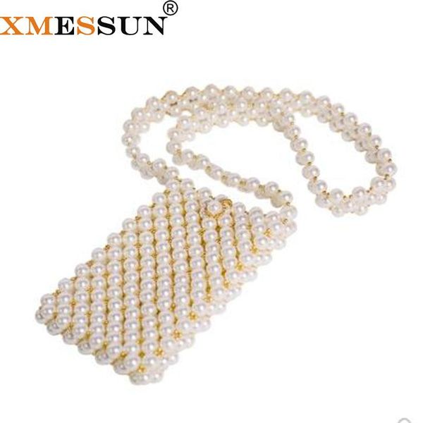 

xmessun pearl mobile phone bag beaded bag messenger crystal evening party handbag wholesale drop shipping f07