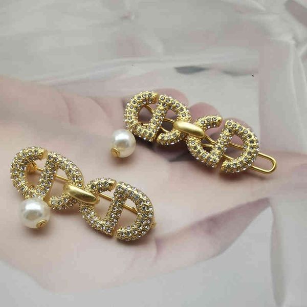 

70% off family light luxury boutique fashion pearl cd full diamonds high-grade temperament small simple brooch hairpin hair, Golden;silver