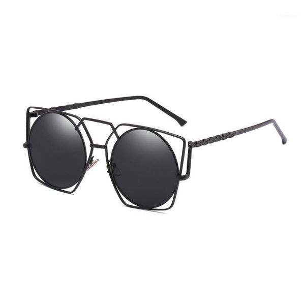 

mincl/ 2020 vintage sunglasses brand designer retro women round punk glasses men with box fml1, White;black