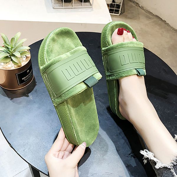 

size 35-40 2020 women's round toes med heels shoes woman all-match indoor walking slippers new simple winter female slippers x1020, Black