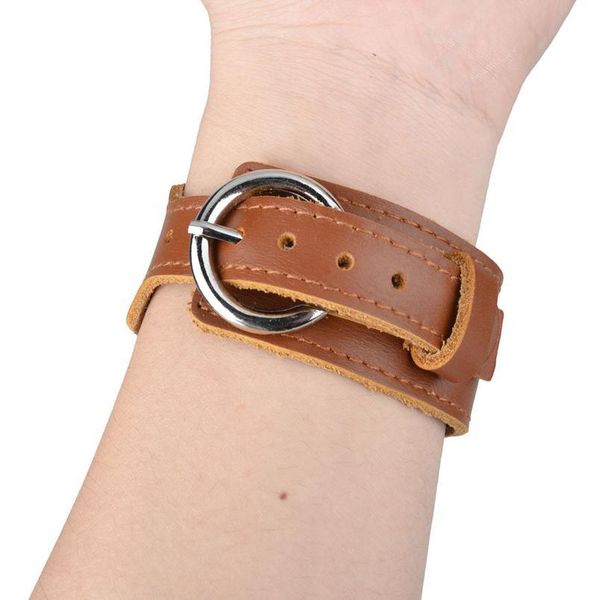 

fashion shou biao kou wide leather cattle leather bracelet men ornament fash jllhvq