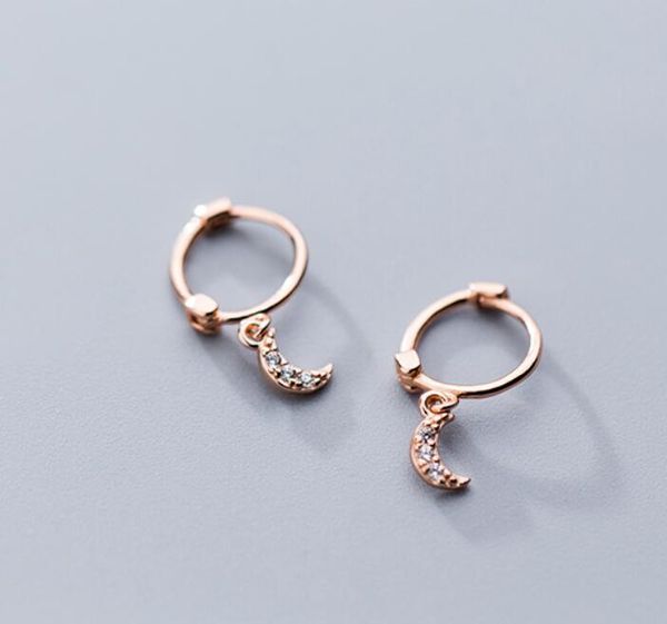 

charm 925 sterling silver moon shining huggie hoop earrings jewelry a1774, Golden