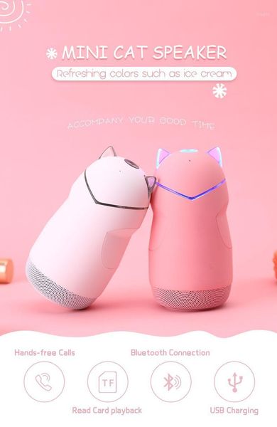 

cartoon cat wireless bluetooth speaker mini portable with led colorful lights subwoofer loudspeaker audio player lovely gift 4.21
