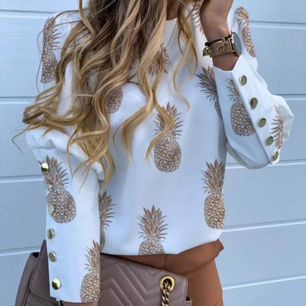 

pineapple blouse womens shirt ananas white long sleeve blouses woman 2020 womens and blouse elegant female autumn new