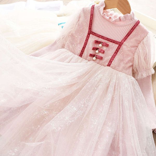 

sweater 2020 sweet woolen beau children's stitching drs autumn and winter bubble sve mh princs skirt 816, Red;yellow