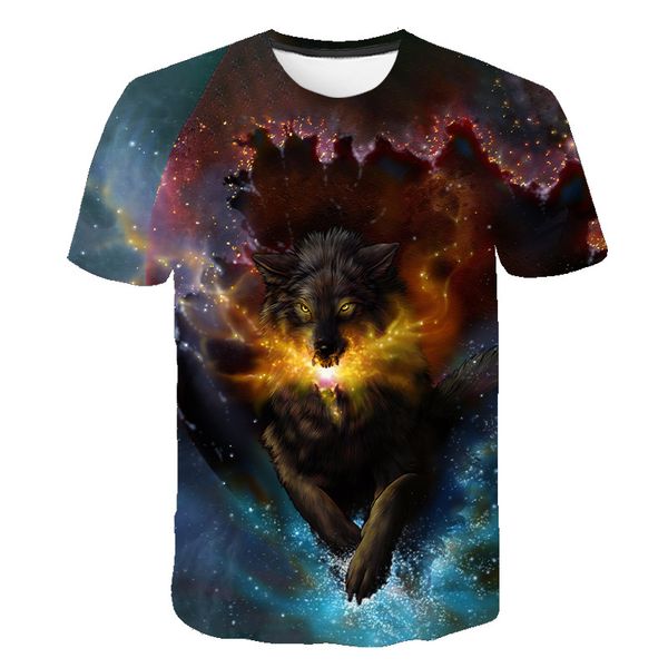 

mens summer wolf animal printing blouse male 3d animal 3d print shirts anime graphic horror men clothing