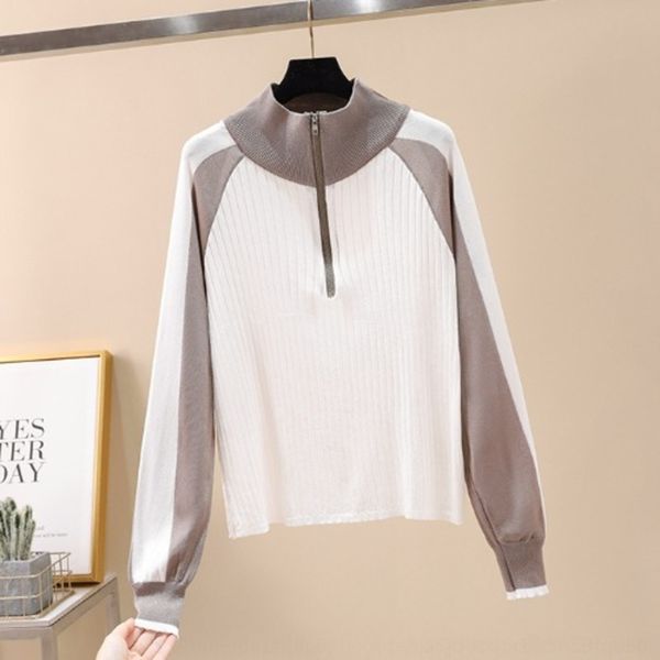 

v6kgq sweater stand new autumn winter pullover s pulloverpulloverfashion casual version loose korean 2020 collar color contrast long pull, White;black