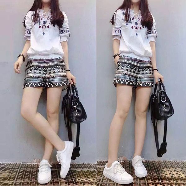 

aqf6p 6iue7 new national style embroidered short sleeve shirtprinted and embroidered shorts national shorts pants two piece suit summer, Gray