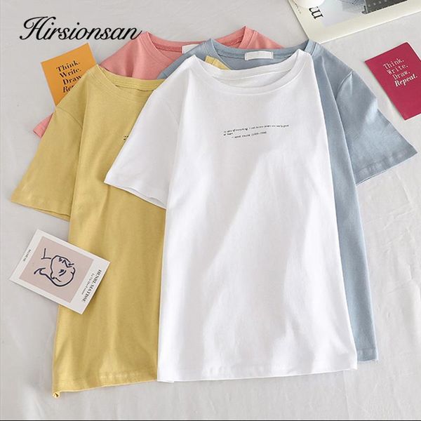 

hirsionsan letter printed t shirt women summer korean clothes women harajuku tees o-neck loose short sleeve femme t-shirt1, White